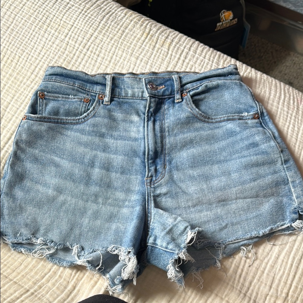 American Eagle Blue Jean Shorts High-Waisted Distressed